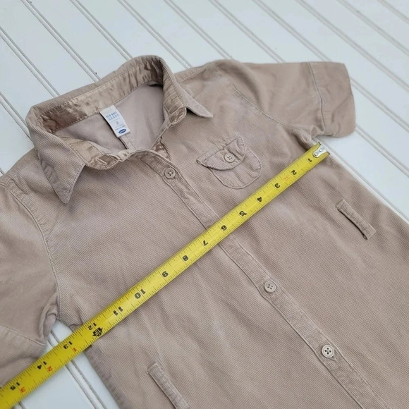 VTG Old Navy Girls Beige Short Sleeve Curderoy Button Up Dress Lightweight Sz 5 - Picture 5 of 7